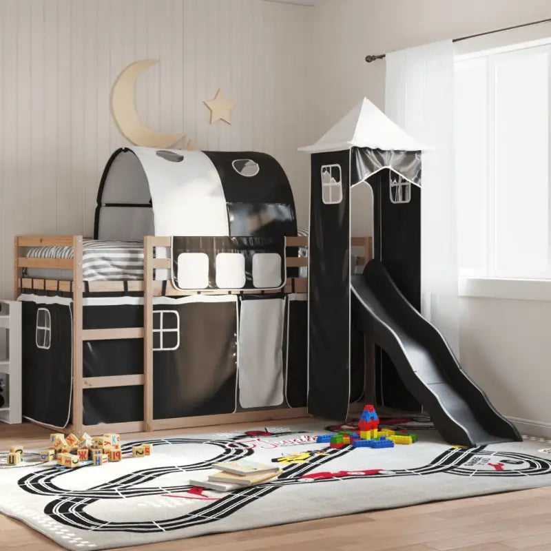 Metalen stapelbed van massief grenenhout voor kleine kamers - Zwart / 80 x 200 cm - Bedden & bedframes