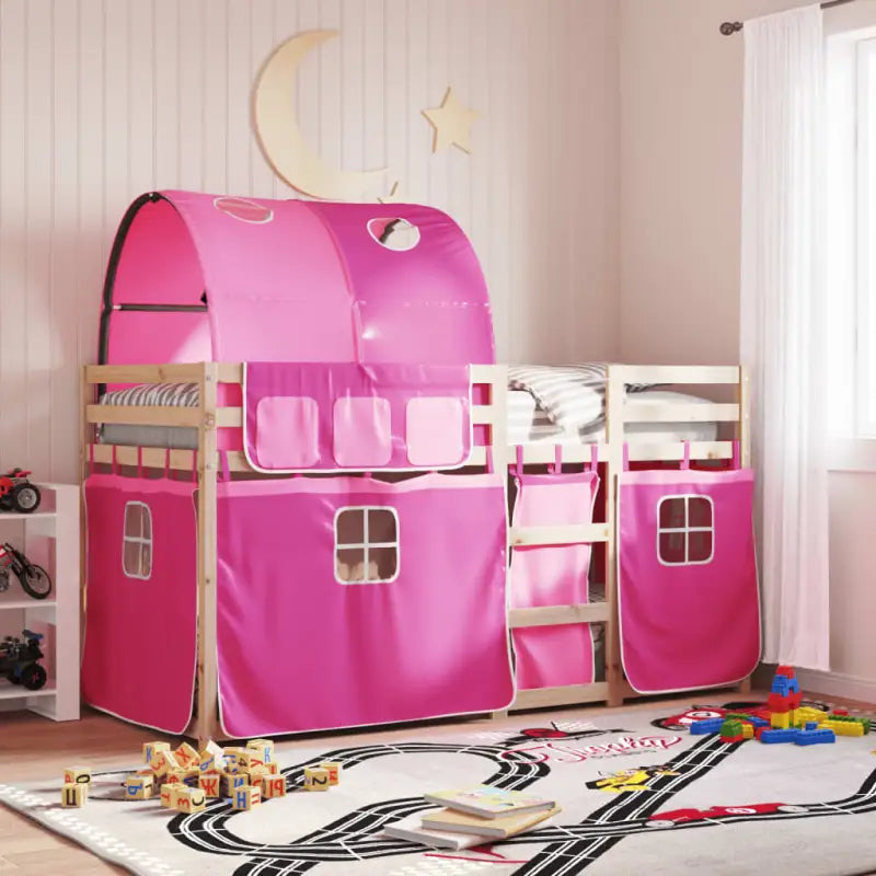 Metalen stapelbed van massief grenenhout voor kleine slaapkamers - Roze / 75 x 190 cm - Bedden & bedframes