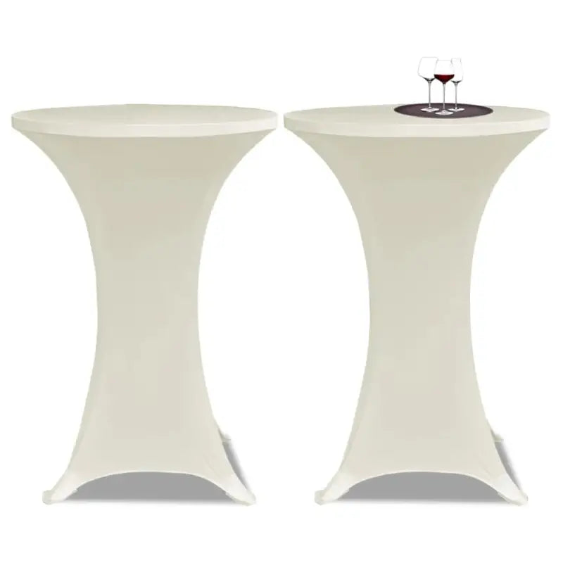 Meubelhoezen voor ronde statafels van stretch stof levering bestaat - Crème / 70 cm / 2 - Meubelhoezen