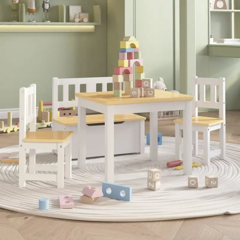Meubelsets voor baby’s en peuters voor speel- en eetplezier - wit en beige / met bankje - Meubelsets voor baby’s &