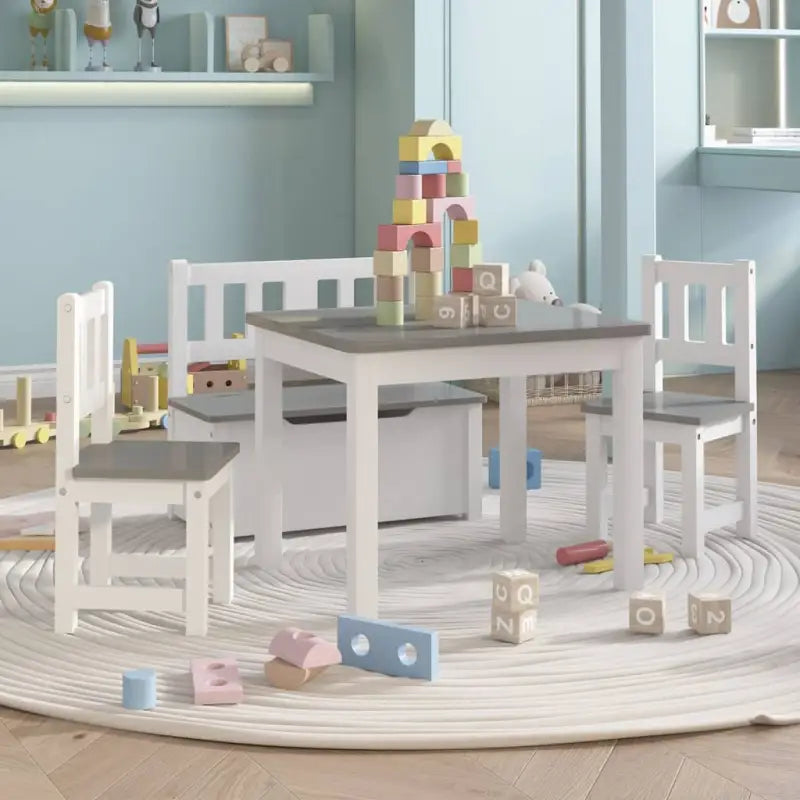 Meubelsets voor baby’s en peuters voor speel- en eetplezier - Wit en grijs / met bankje - Meubelsets voor baby’s &