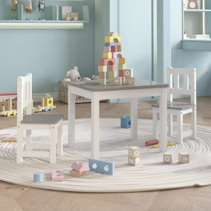 Meubelsets voor baby’s en peuters voor speel- en eetplezier - Wit en grijs / zonder bankje - Meubelsets voor baby’s &