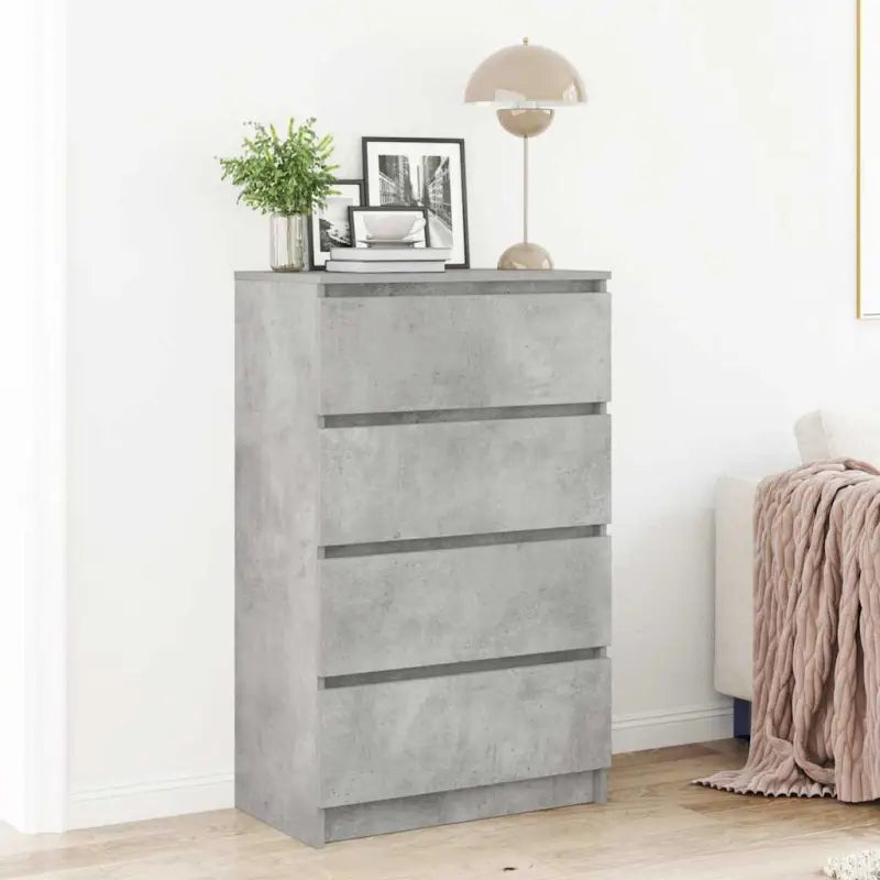 Minimalistisch bewerkt hout dressoir met 4 lades voor praktische opbergruimte - Betongrijs / 1 - Dressoirs &