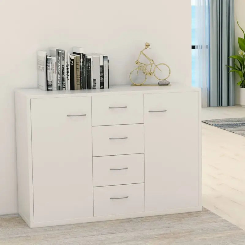 Minimalistisch bewerkt hout dressoir met opbergruimte en decoratieve uitstraling - Wit / 1 - Dressoirs & buffetkasten