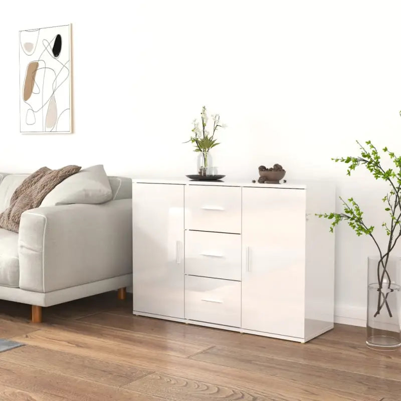 Minimalistisch dressoir van bewerkt hout met duurzame afwerking - Hoogglans wit / 1 - Dressoirs & buffetkasten