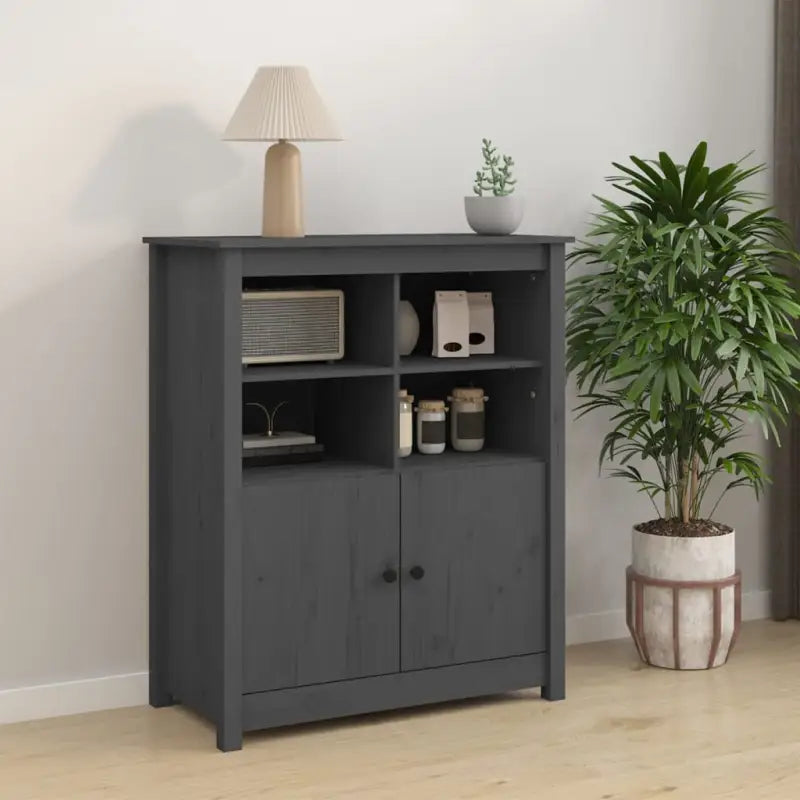 Minimalistisch dressoir van massief grenenhout voor natuurlijk interieur - Grijs / 1 - Dressoirs & buffetkasten