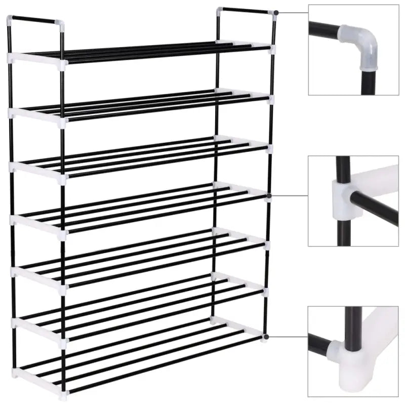 Minimalistisch schoenenrek met metalen buisframe voor praktische opbergruimte - Zwart / 1 - Schoenenrekken