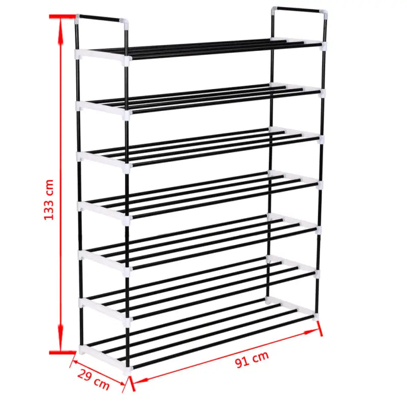 Minimalistisch schoenenrek met metalen buisframe voor praktische opbergruimte - Zwart / 1 - Schoenenrekken