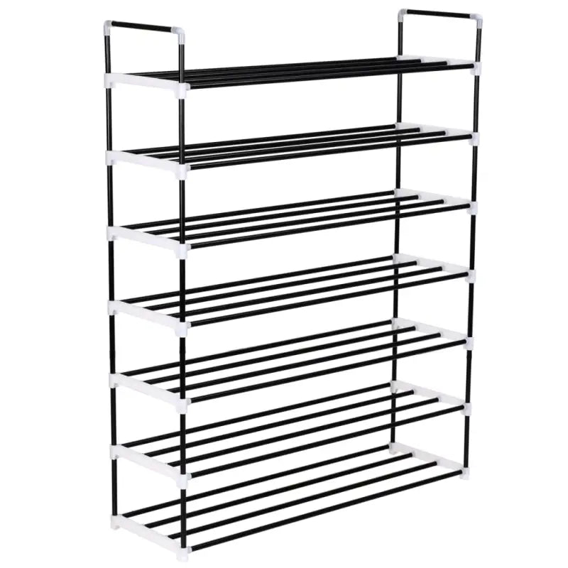 Minimalistisch schoenenrek met metalen buisframe voor praktische opbergruimte - Zwart / 1 - Schoenenrekken