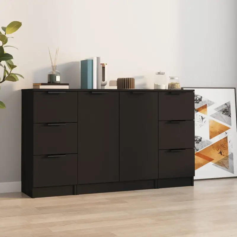 Minimalistische Dressoirs van bewerkt hout gemakkelijk schoon - Zwart / 3 - Dressoirs & buffetkasten