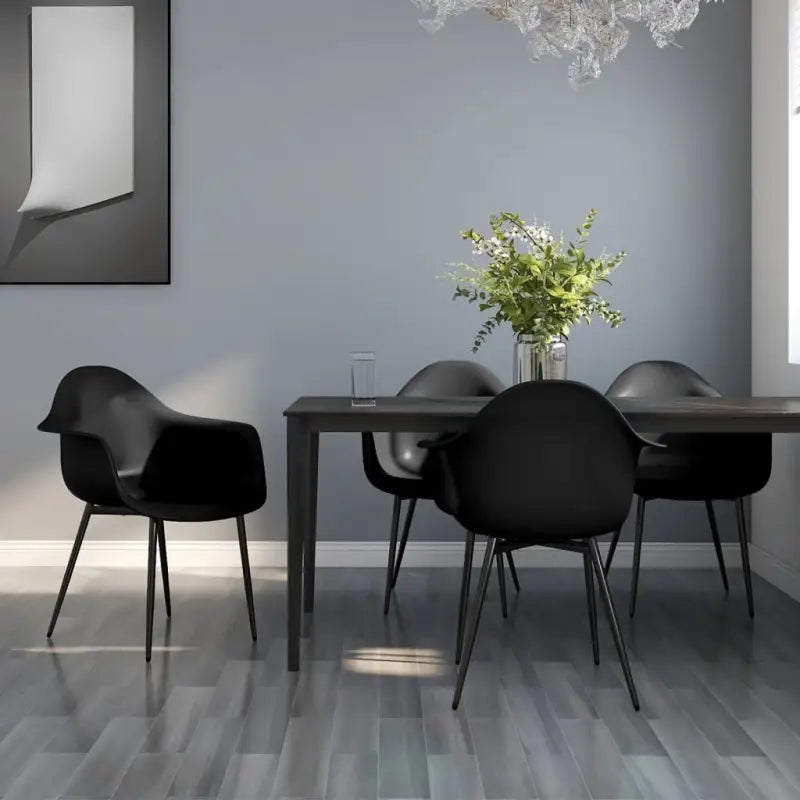Minimalistische eetkamerstoelen van polypropyleen voor een eigentijdse uitstraling - Zwart / 4 - Eetkamerstoelen