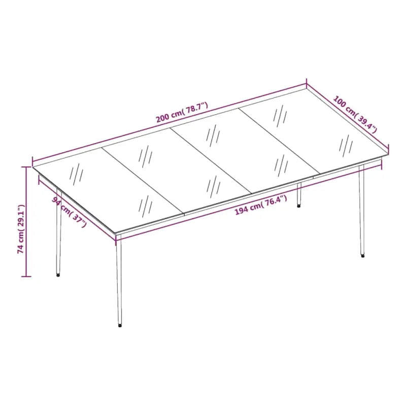 Minimalistische stalen en glazen tuintafel voor buitengebruik - Tuintafels