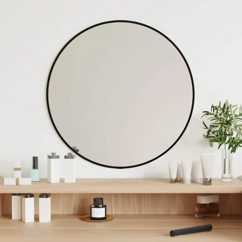Minimalistische wandspiegel met duidelijke weerspiegeling en duurzaam PVC frame - Zwart / Ø 50 cm / 1 - Spiegels