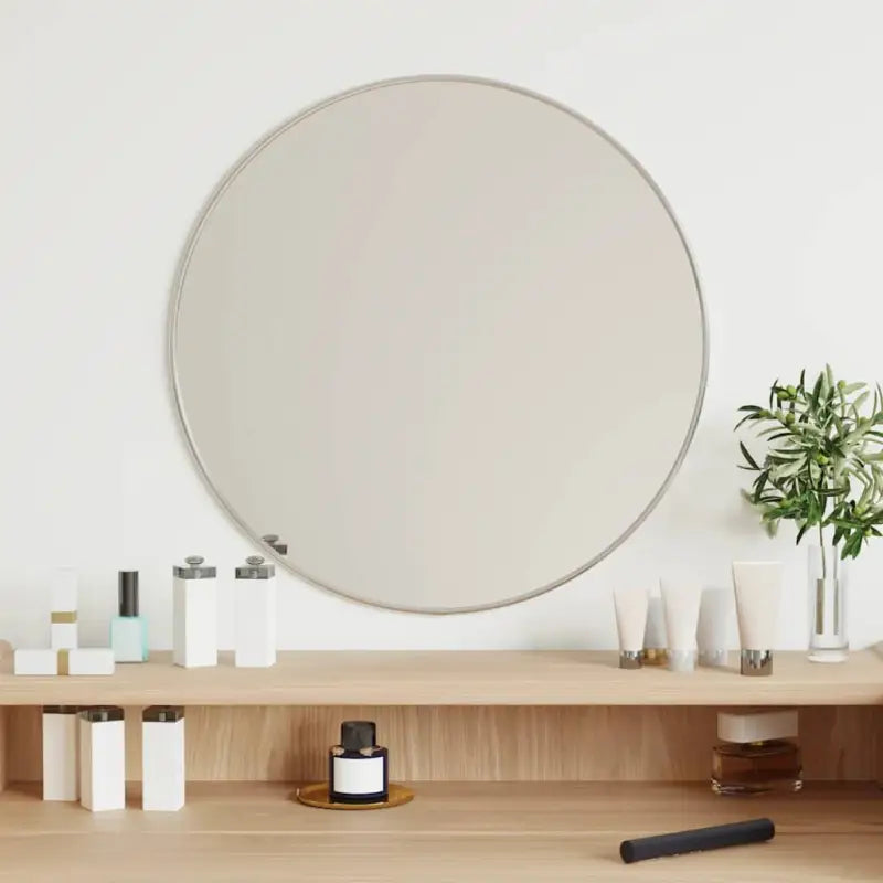 Minimalistische wandspiegel met duidelijke weerspiegeling en duurzaam PVC frame - Zilver / Ø 50 cm / 1 - Spiegels