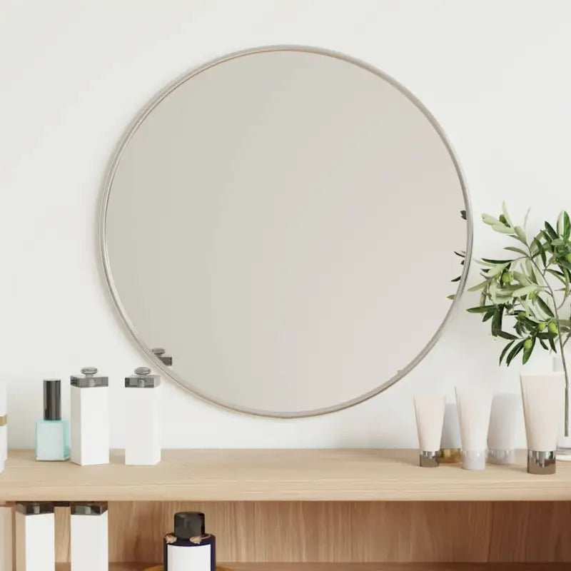 Minimalistische wandspiegel met duidelijke weerspiegeling en duurzaam PVC frame - Zilver / Ø 40 cm / 1 - Spiegels
