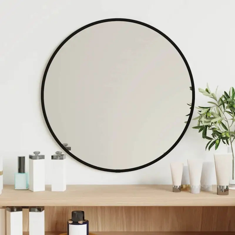 Minimalistische wandspiegel met duidelijke weerspiegeling en duurzaam PVC frame - Zwart / Ø 40 cm / 1 - Spiegels