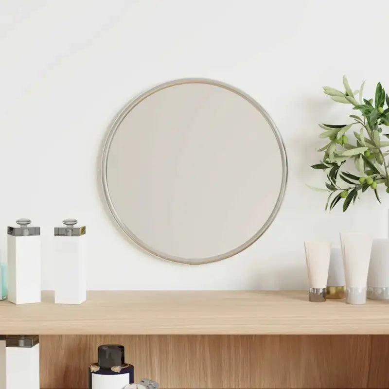 Minimalistische wandspiegel met duidelijke weerspiegeling en duurzaam PVC frame - Zilver / Ø 20 cm / 1 - Spiegels