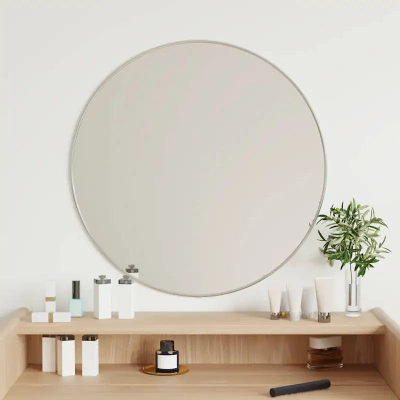 Minimalistische wandspiegel met duidelijke weerspiegeling en duurzaam PVC frame - Zilver / Ø 60 cm / 1 - Spiegels