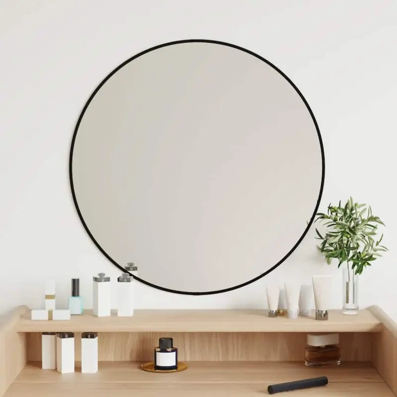 Minimalistische wandspiegel met duidelijke weerspiegeling en duurzaam PVC frame - Zwart / Ø 60 cm / 1 - Spiegels