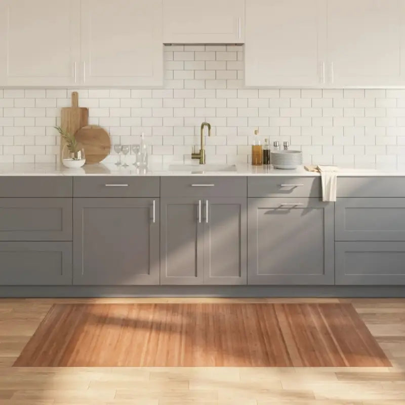 Modern bamboe vloerkleed in neutrale kleuren voor een natuurlijke uitstraling - Naturel / 100 x 200 cm - Vloerkleden