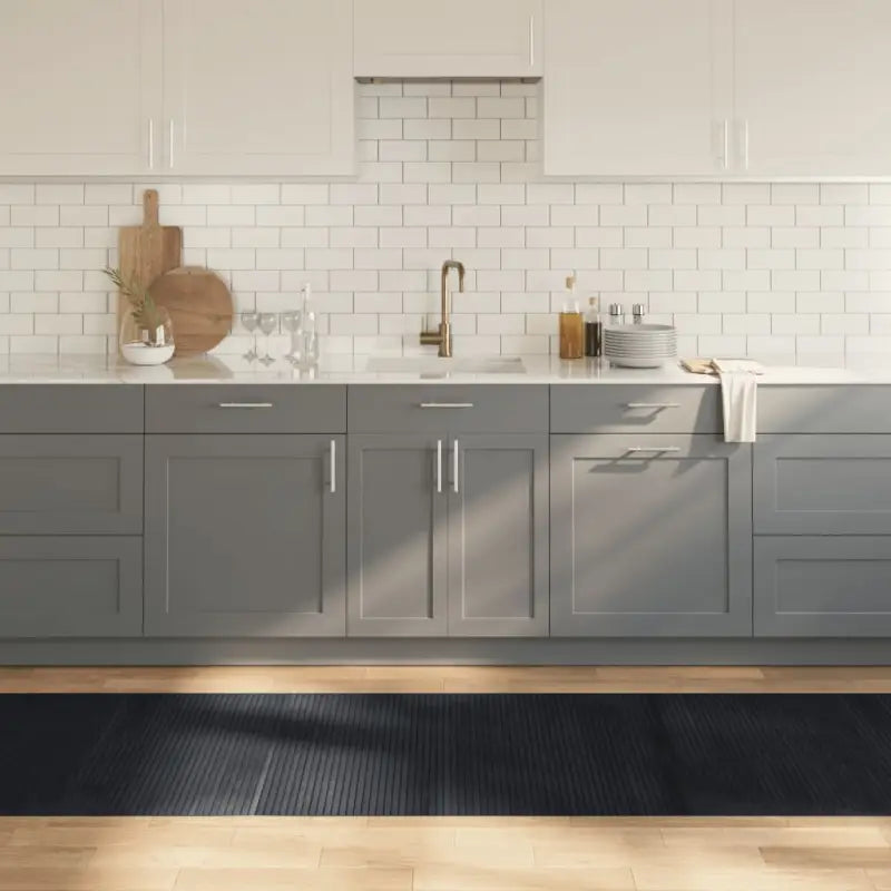 Modern bamboe vloerkleed in neutrale kleuren voor een natuurlijke uitstraling - Zwart / 80 x 500 cm - Vloerkleden