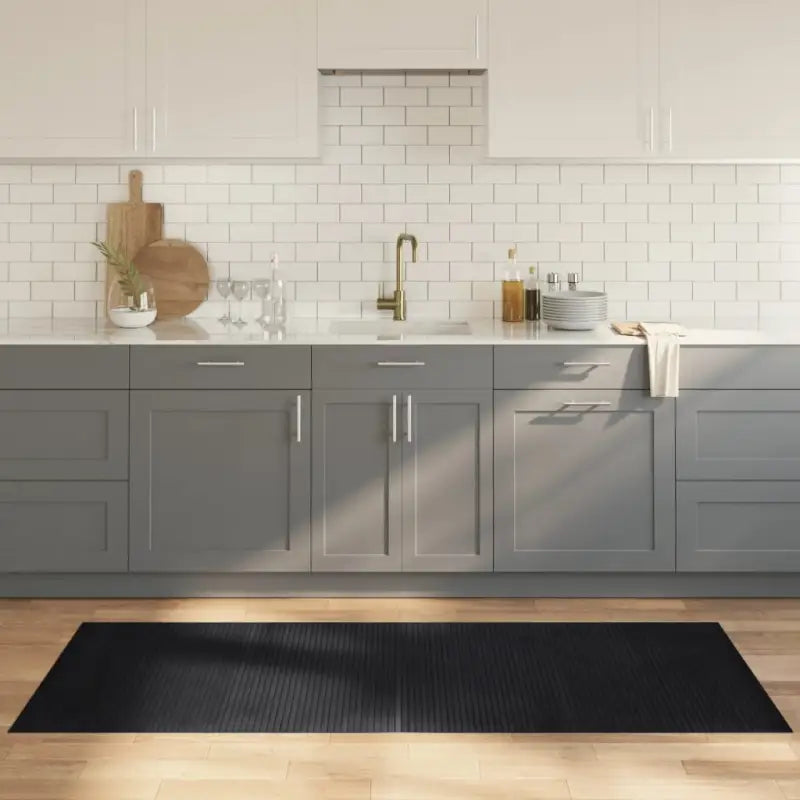 Modern bamboe vloerkleed in neutrale kleuren voor een natuurlijke uitstraling - Zwart / 80 x 200 cm - Vloerkleden