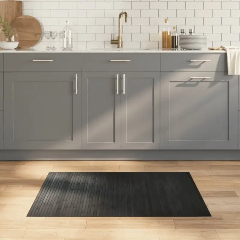 Modern bamboe vloerkleed in neutrale kleuren voor een natuurlijke uitstraling - Grijs / 70 x 100 cm - Vloerkleden