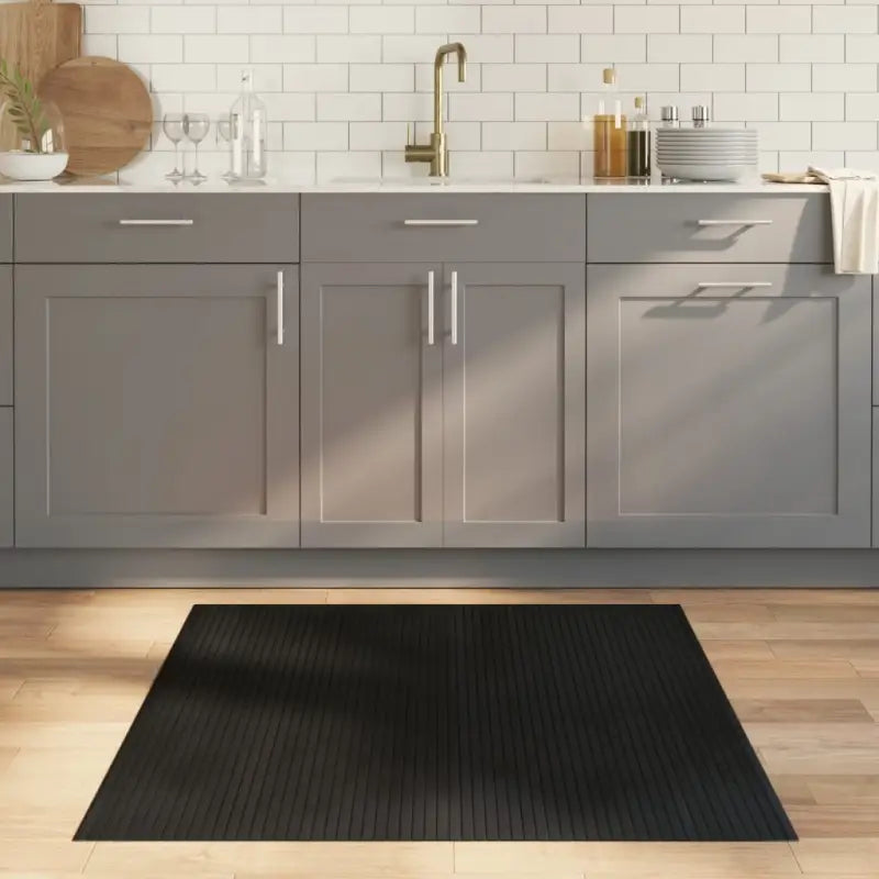 Modern bamboe vloerkleed in neutrale kleuren voor een natuurlijke uitstraling - Zwart / 100 x 100 cm - Vloerkleden