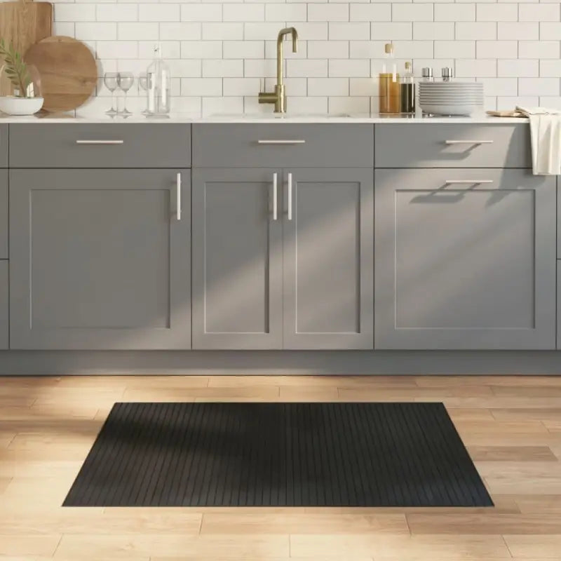 Modern bamboe vloerkleed in neutrale kleuren voor een natuurlijke uitstraling - Zwart / 70 x 100 cm - Vloerkleden