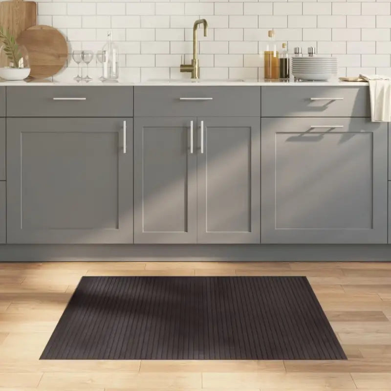 Modern bamboe vloerkleed in neutrale kleuren voor een natuurlijke uitstraling - Donkerbruin / 80 x 100 cm - Vloerkleden