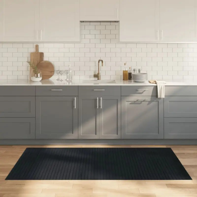 Modern bamboe vloerkleed in neutrale kleuren voor een natuurlijke uitstraling - Grijs / 100 x 200 cm - Vloerkleden
