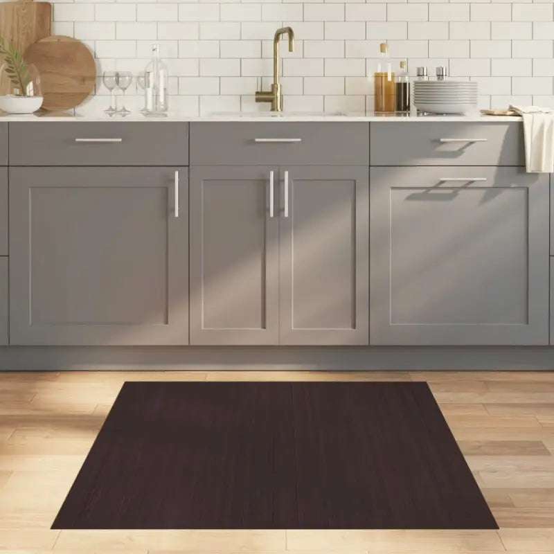 Modern bamboe vloerkleed in neutrale kleuren voor een natuurlijke uitstraling - Donkerbruin / 100 x 100 cm - Vloerkleden