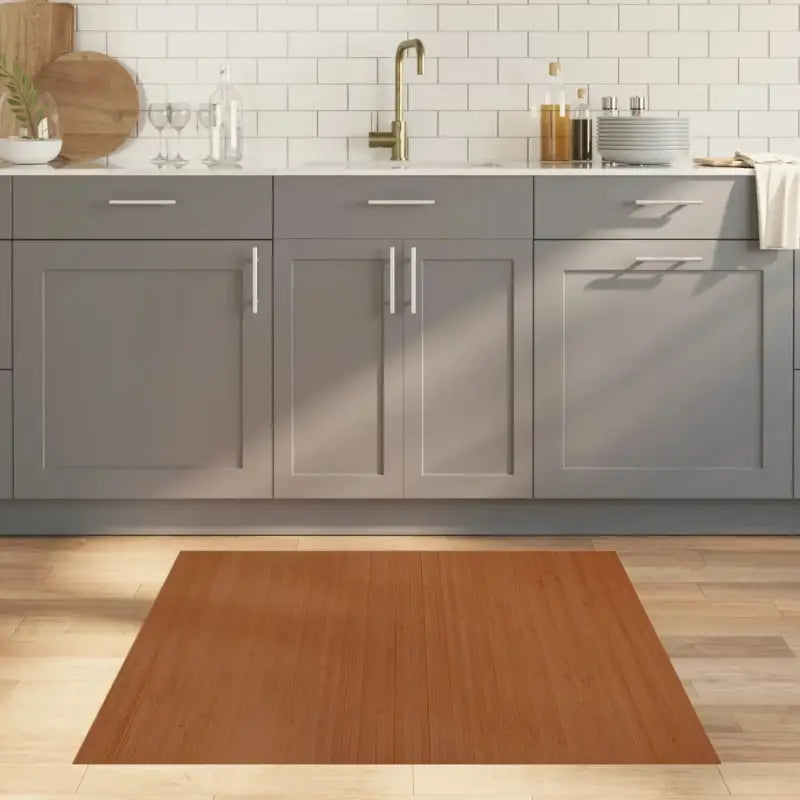 Modern bamboe vloerkleed in neutrale kleuren voor een natuurlijke uitstraling - Bruin / 100 x 100 cm - Vloerkleden