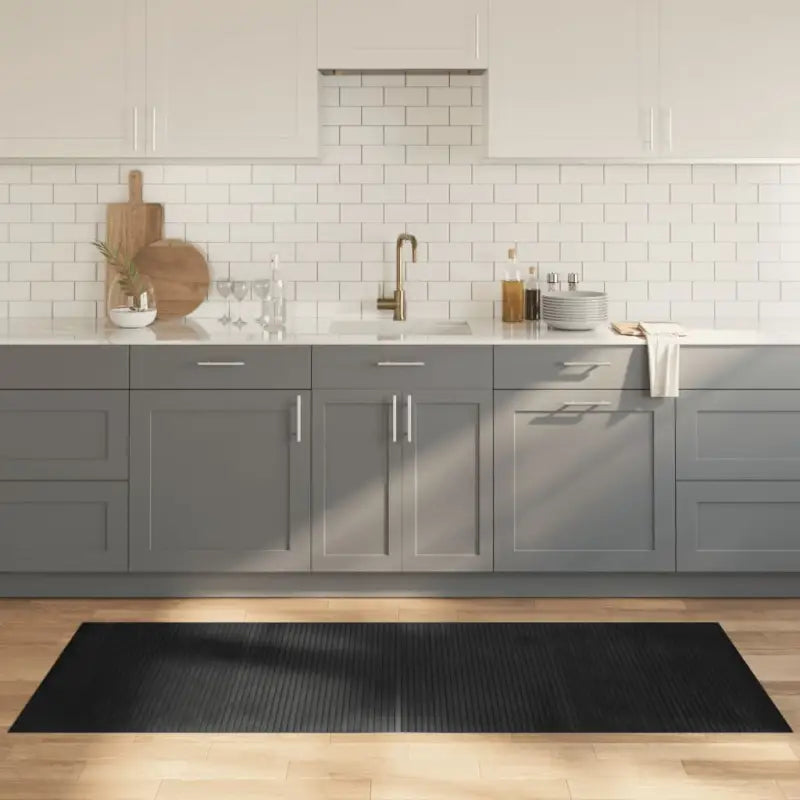 Modern bamboe vloerkleed in neutrale kleuren voor een natuurlijke uitstraling - Grijs / 80 x 200 cm - Vloerkleden