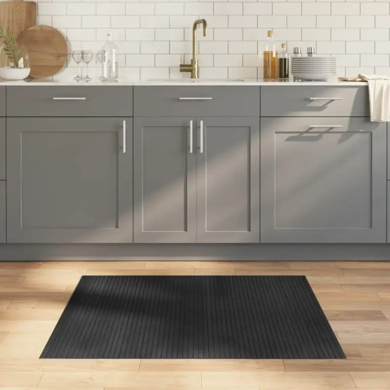 Modern bamboe vloerkleed in neutrale kleuren voor een natuurlijke uitstraling - Grijs / 80 x 100 cm - Vloerkleden