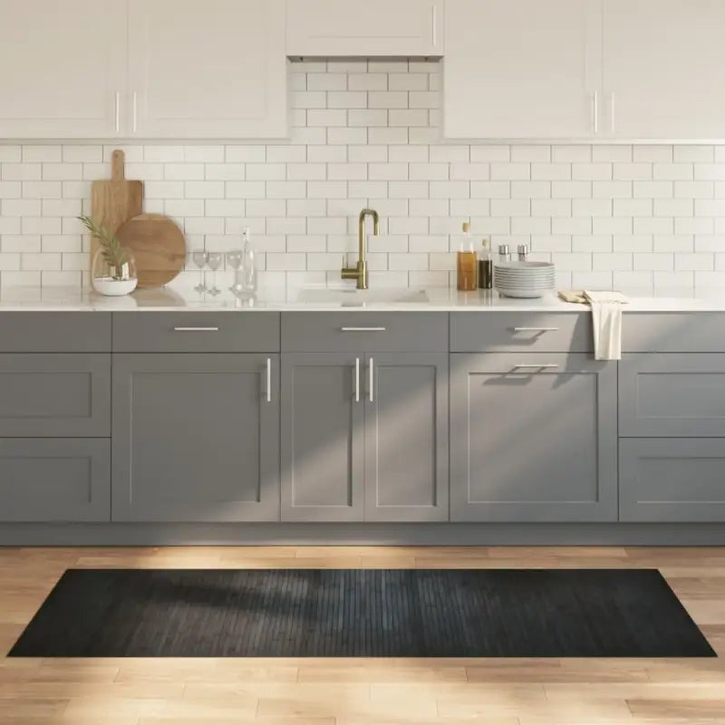 Modern bamboe vloerkleed in neutrale kleuren voor een natuurlijke uitstraling - Grijs / 70 x 200 cm - Vloerkleden