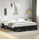 Modern bedframe met lades van bewerkt hout voor een eigentijdse slaapkamer - Zwart / 180 x 200 cm - Bedden & bedframes