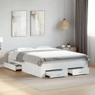 Modern bedframe met lades van bewerkt hout voor een eigentijdse slaapkamer - Wit / 140 x 190 cm - Bedden & bedframes