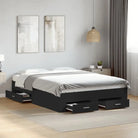 Modern bedframe met lades van bewerkt hout voor een eigentijdse slaapkamer - Zwart / 140 x 190 cm - Bedden & bedframes