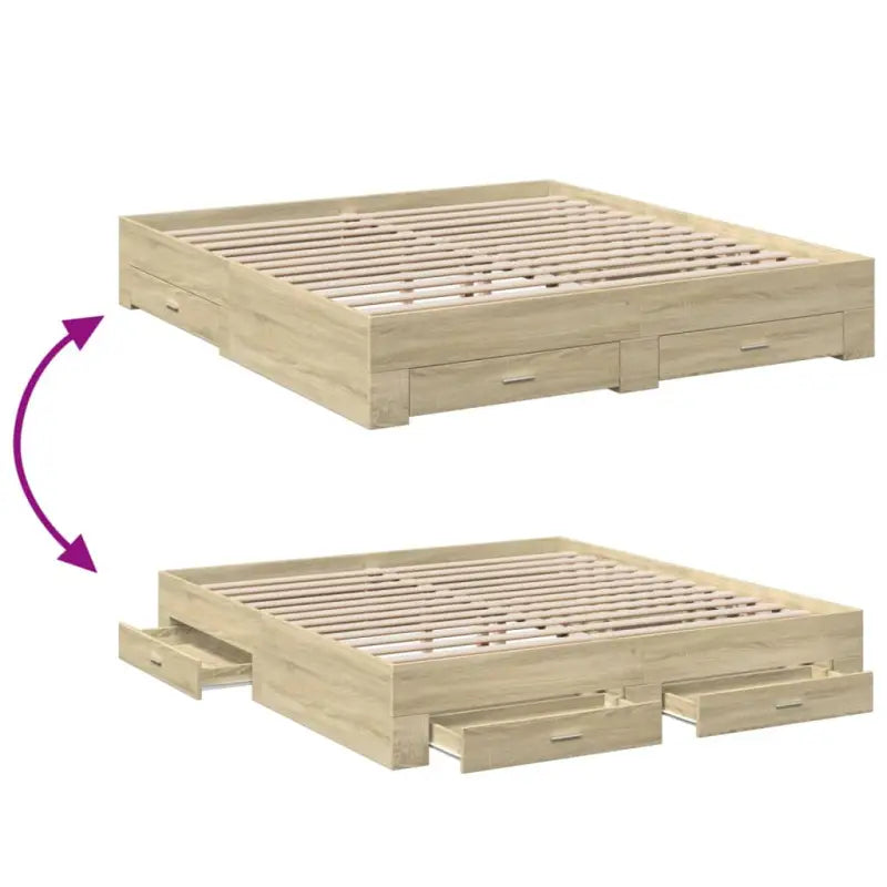 Modern bedframe met lades van bewerkt hout voor een eigentijdse slaapkamer - Bedden & bedframes