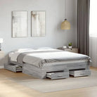 Modern bedframe met lades van bewerkt hout voor een eigentijdse slaapkamer - Grijs sonoma / 120 x 190 cm - Bedden &