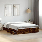 Modern bedframe met lades van bewerkt hout voor een stijlvolle slaapkamer - Gerookt eiken / 140 x 190 cm - Bedden &