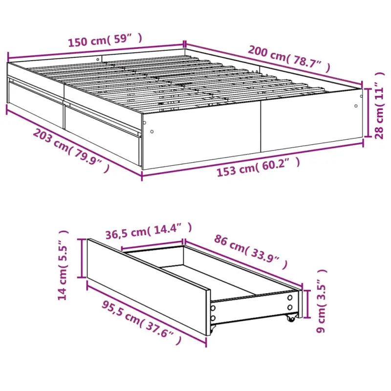 Modern bedframe met lades van bewerkt hout voor een stijlvolle slaapkamer - Bedden & bedframes
