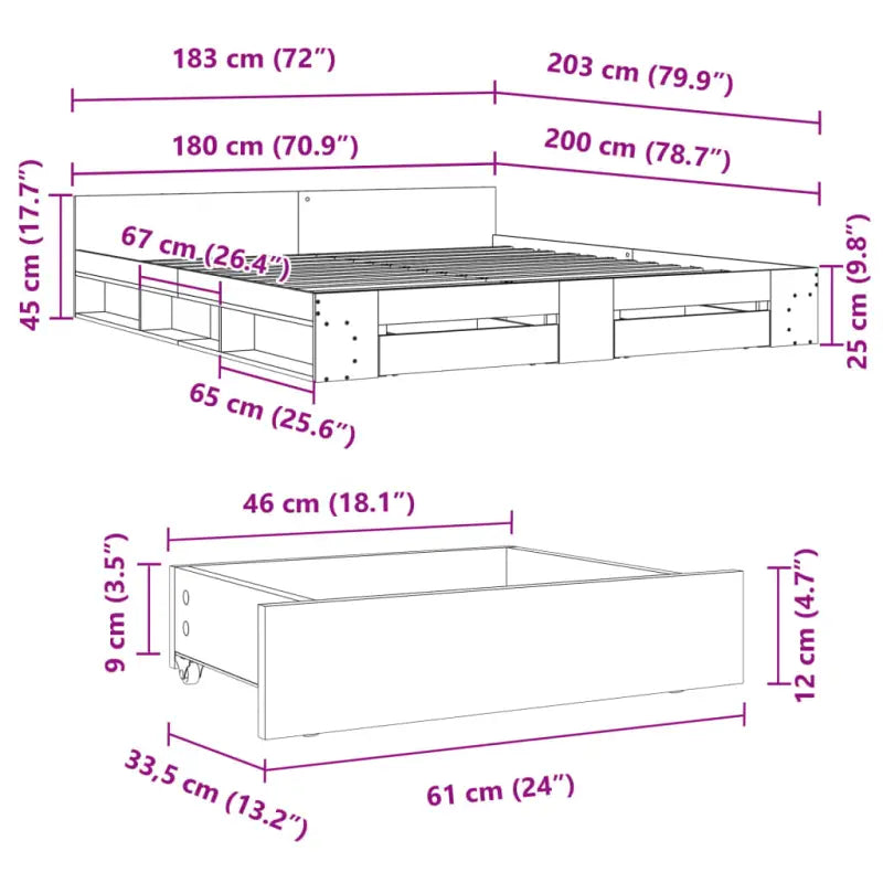 Modern bedframe met lades van bewerkt hout voor een stijlvolle slaapkamer - Bedden & bedframes