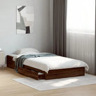 Modern bedframe met lades van bewerkt hout voor een stijlvolle slaapkamer - bruin eikenkleur / 90 x 190 cm - Bedden &