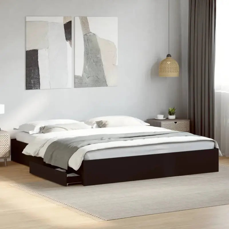 Modern bedframe met lades van bewerkt hout voor een stijlvolle slaapkamer - Zwart / 180 x 200 cm - Bedden & bedframes
