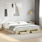 Modern bedframe met lades van bewerkt hout voor een stijlvolle slaapkamer - Sonoma eiken / 200 x 200 cm - Bedden &
