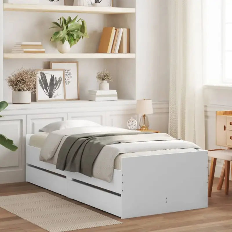 Modern bedframe met lades van bewerkt hout voor jouw slaapkamer - Wit / 75 x 190 cm - Bedden & bedframes
