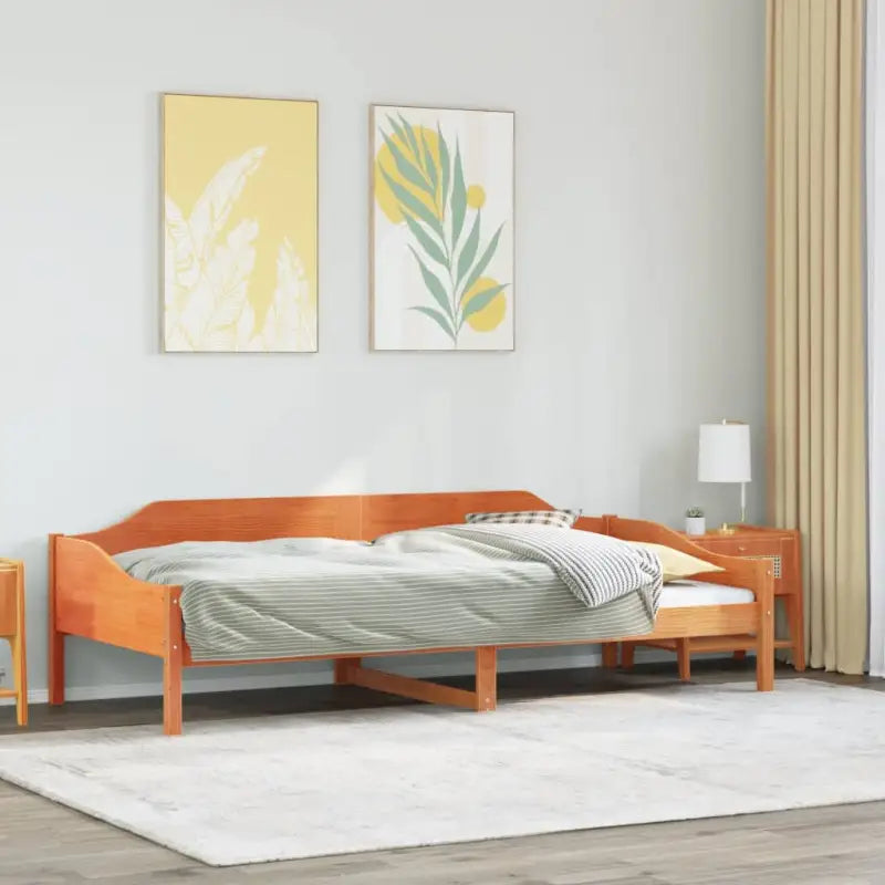 Modern bedframe met massief grenenhout en multiplex lattenbodem - Wasbruin / 90 x 200 cm - Bedden & bedframes