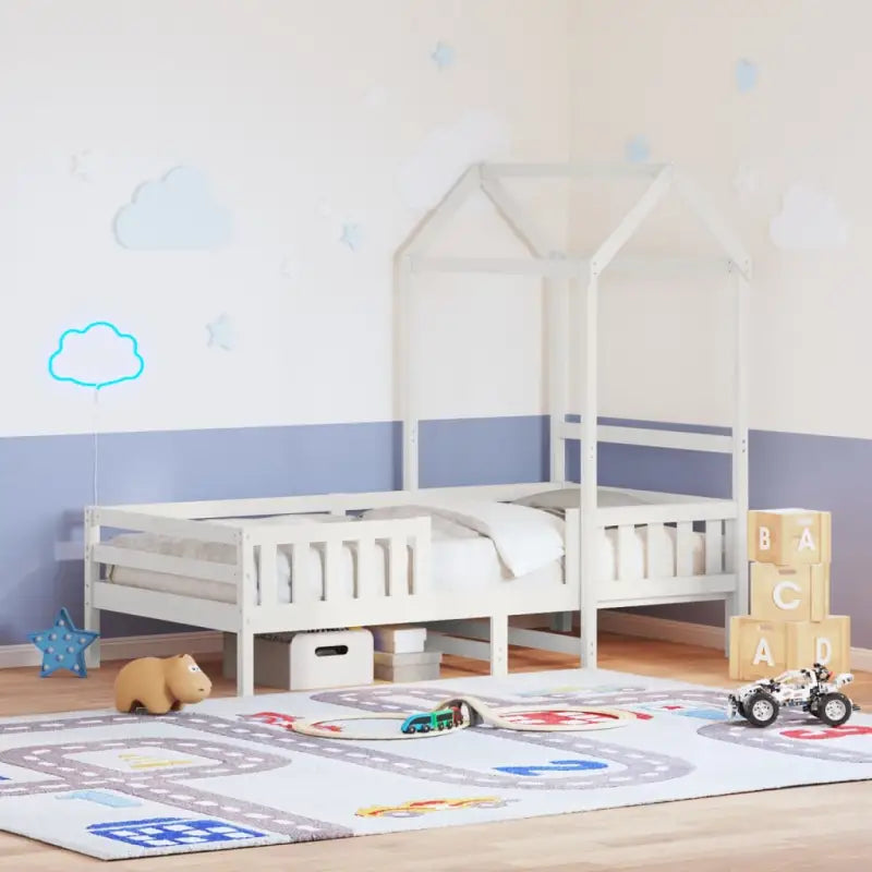 Modern bedframe met massief grenenhout en multiplex lattenbodem in wit materiaal - Bedden & bedframes